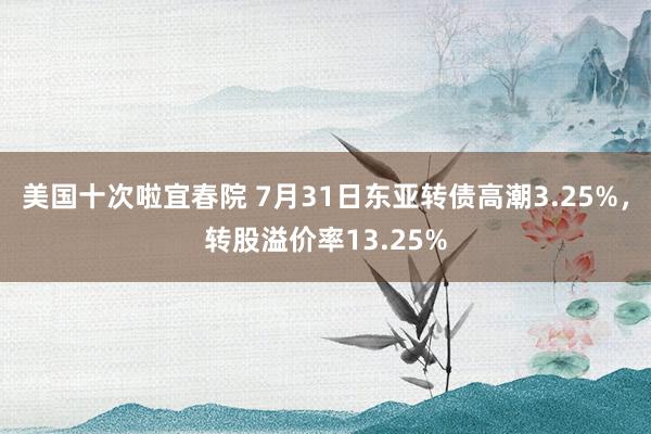 美国十次啦宜春院 7月31日东亚转债高潮3.25%，转股溢价率13.25%