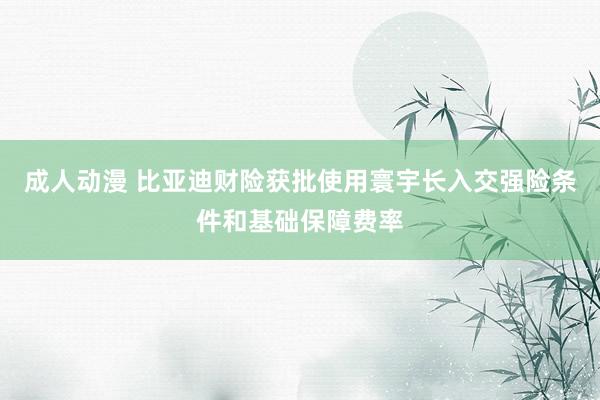 成人动漫 比亚迪财险获批使用寰宇长入交强险条件和基础保障费率