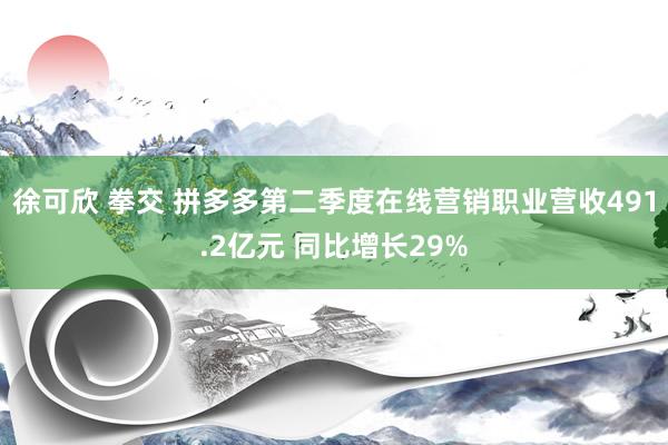 徐可欣 拳交 拼多多第二季度在线营销职业营收491.2亿元 同比增长29%