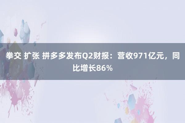 拳交 扩张 拼多多发布Q2财报：营收971亿元，同比增长86%