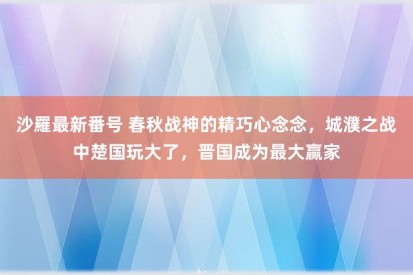 沙羅最新番号 春秋战神的精巧心念念，城濮之战中楚国玩大了，晋国成为最大赢家