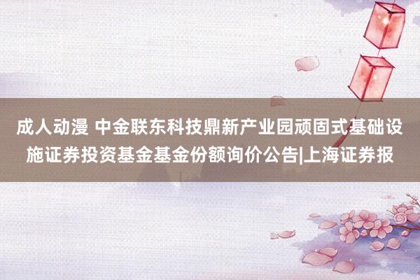 成人动漫 中金联东科技鼎新产业园顽固式基础设施证券投资基金基金份额询价公告|上海证券报